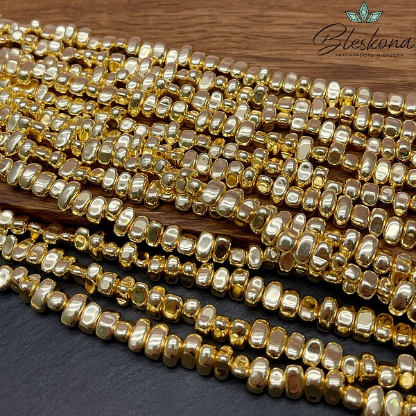 8,5-9 мм Гематин сколы шлифованные, светлое золото, имитация
