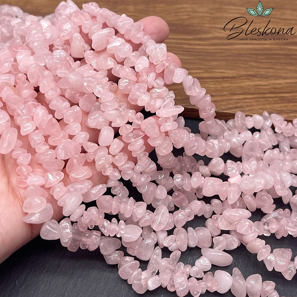 Крошка Розовый кварц ширина бусин ~ 6-13 мм