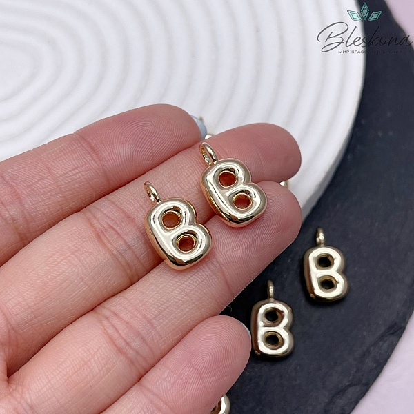 18 мм, Цвет золото, Буква объемная B