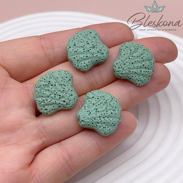 Бусина ракушка Лава Вулканическая зеленая 19,5*20 мм