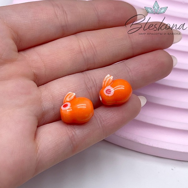 13 мм Керамика бусина кролик оранжевый