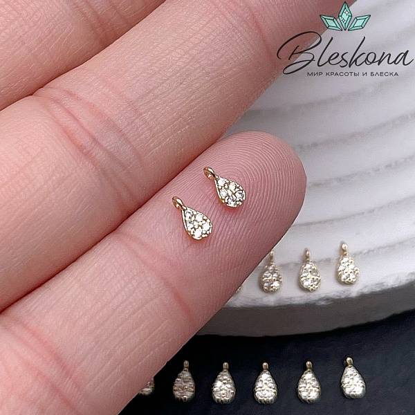 5*2,6 мм Цвет золото, Подвеска капля цирконы