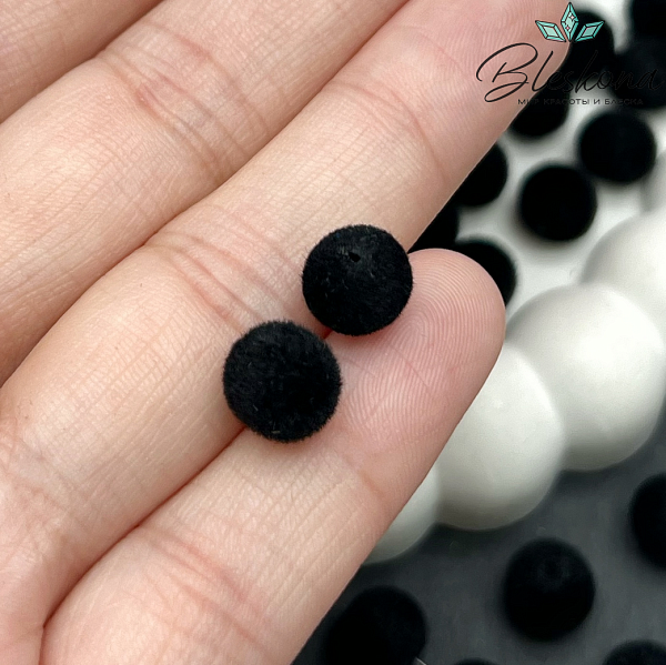 8мм Бархатная бусина, Цвет черный