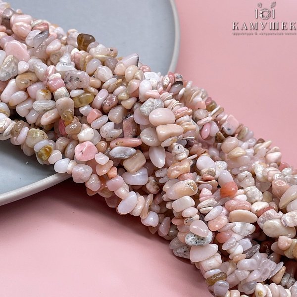 Крошка Опал розовый ширина бусин ~ 6-10 мм