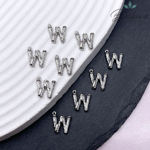 12 мм Цвет серебро, Буквы веточки W 
