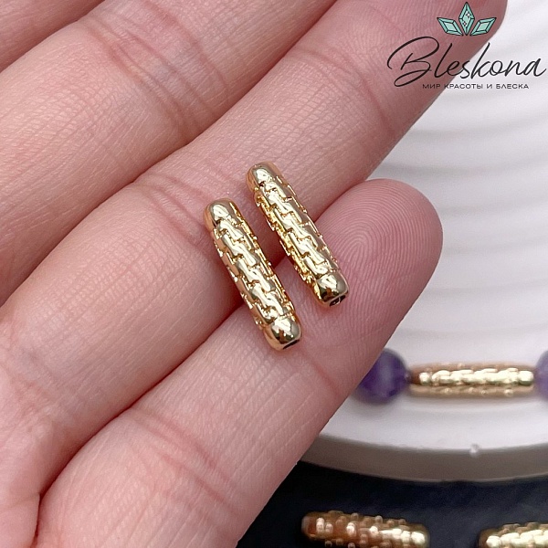 14,8*3,8 мм Цвет золото, Бусина трубочка резная 