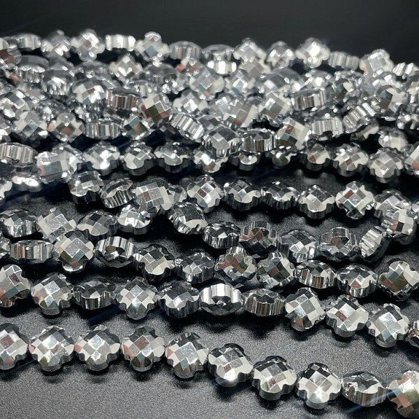 8 мм Стекло Lux, клевер, цвет серебро 