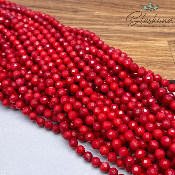 Коралл красный огранка (Коралловые водоросли) 6 мм