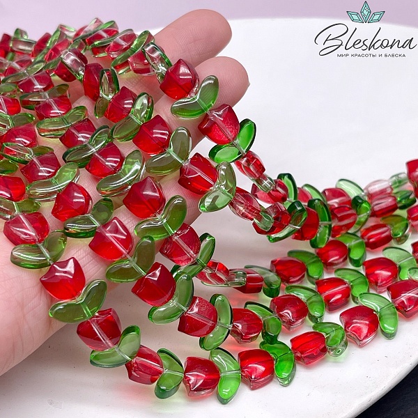 15*13 мм Бусина тюльпан красный