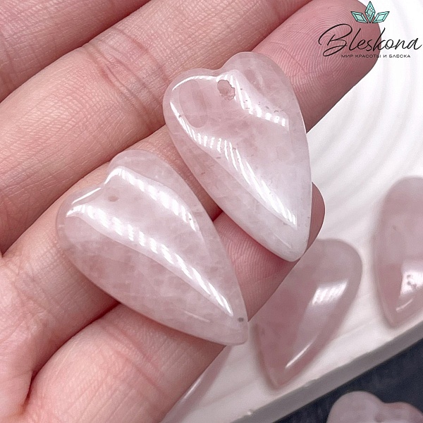 18*29 мм Подвеска Сердце Розовый кварц 