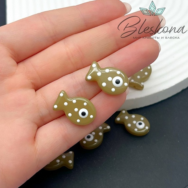 20*12 мм  Бусина рыбка оливковая