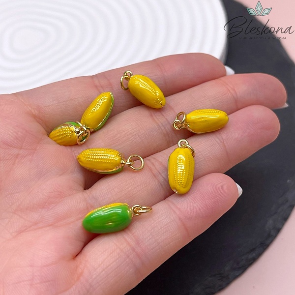 16*7 мм Цвет золото, Подвеска Кукуруза эмаль
