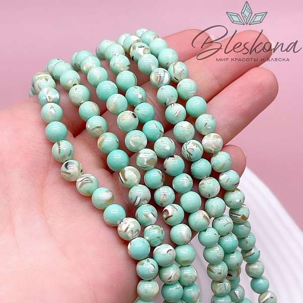 Перламутр с примесью акрила зеленый 6,5 мм