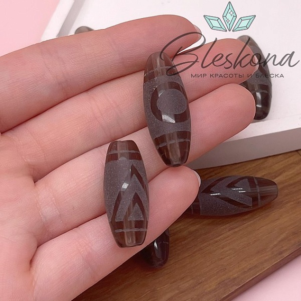 Бусина Дзи 1 глаз и Горный пик 30*11 мм