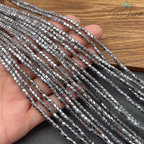 3 мм Гематин имитация, цвет темное серебро, геометрия