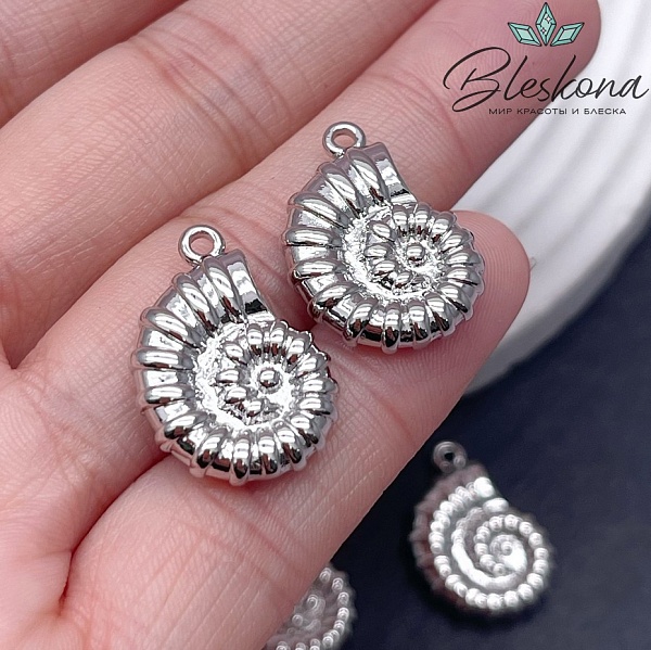 21,5*15,5 мм Цвет серебро, Подвеска Ракушка улитка 