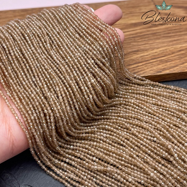 Кошачий глаз коричневый микроогранка (имитация) 2 мм