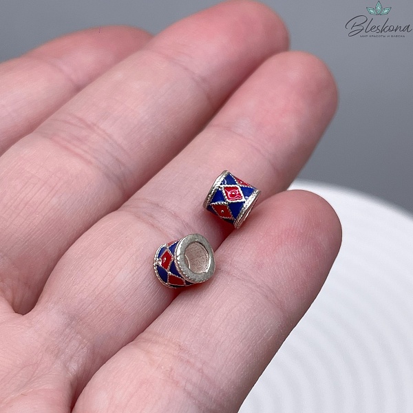 5,6*5,8 мм Бусина Ромбики №2 эмаль посеребрение