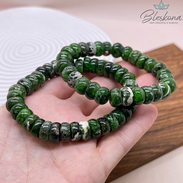 Диопсид рондель 10,5 мм сет 18 см №1