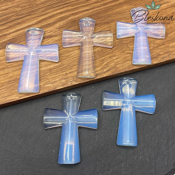 Подвеска крест Лунный камень (имитация) 47*36 мм