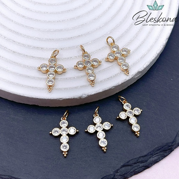 18,6*13 мм Цвет золото, Крест цирконы 