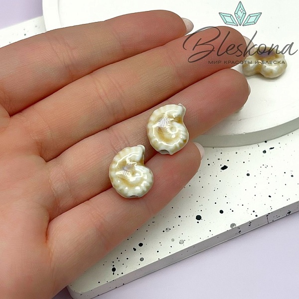 15*12 мм Бусина Аммонит, керамика цвет бежевый №1