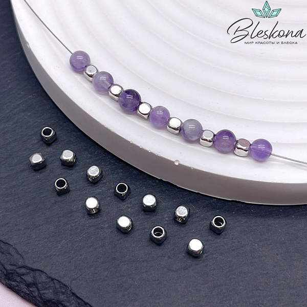 3 мм Цвет серебро, Бусина куб