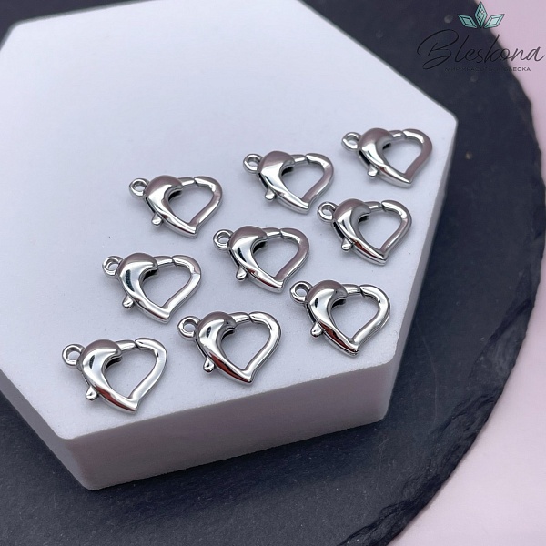 14*10,5 мм Цвет серебро, Замок карабин сердечко