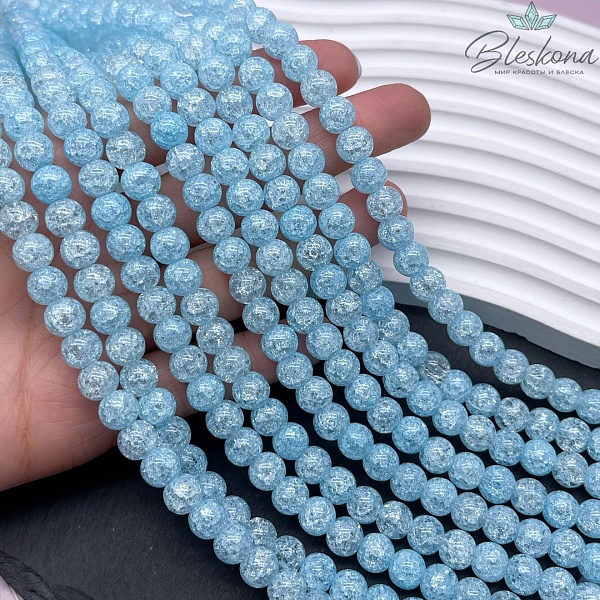 Кварц снежный светло-голубой (имитация) 8 мм