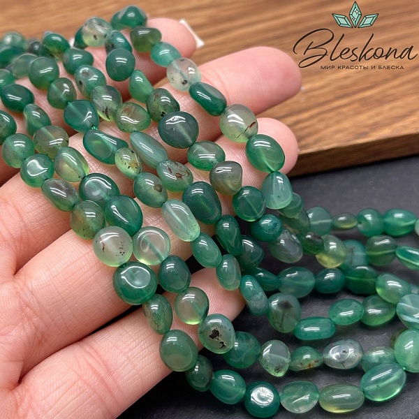 6-8 мм Агат зеленый тонированный галтовка 
