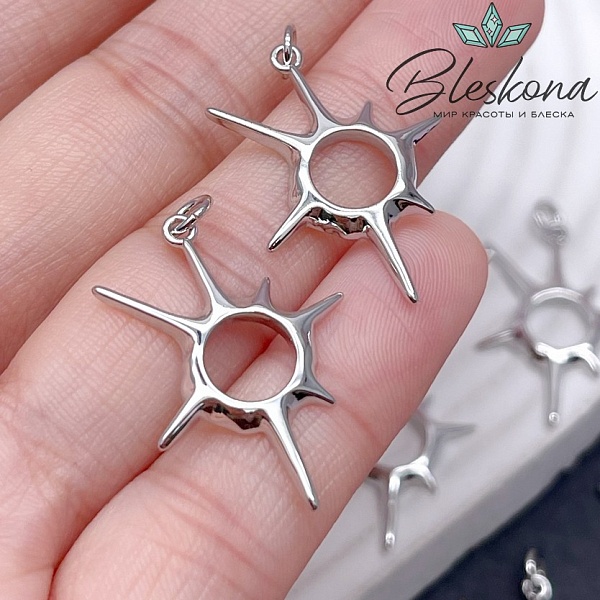 27,5*20 мм Цвет серебро, Подвеска сияние солнца