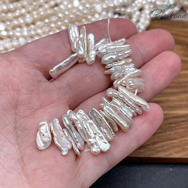 Жемчуг белый Бива сет 9 см (15-19)*(4,5-5)мм