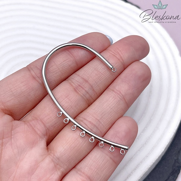 Основы для кафф,цвет серебро 55*31 мм