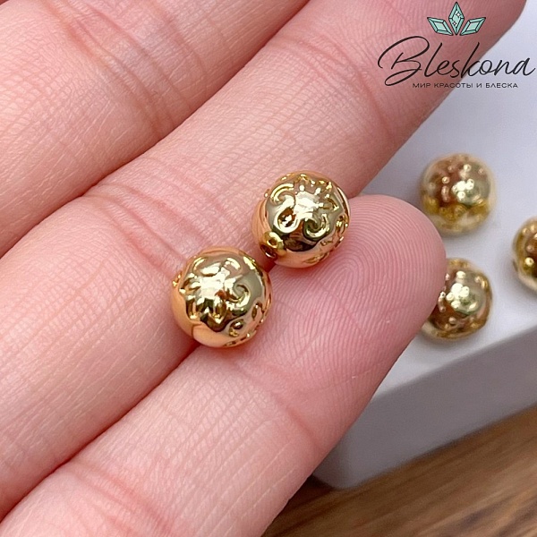 7 мм Цвет золото, Бусина шар Этно №1