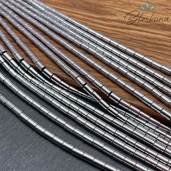 6*4мм Гематин трубочки, цвет темное серебро, имитация