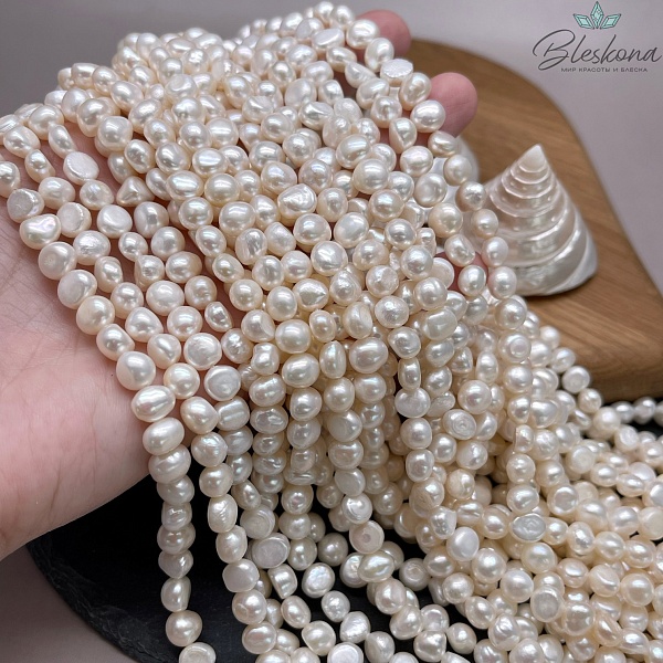 Жемчуг барочный белый 7,5-8 мм 