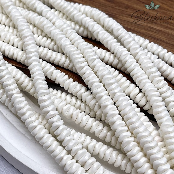 Радужный Агат белый диски волна 3*6 мм (имитация)