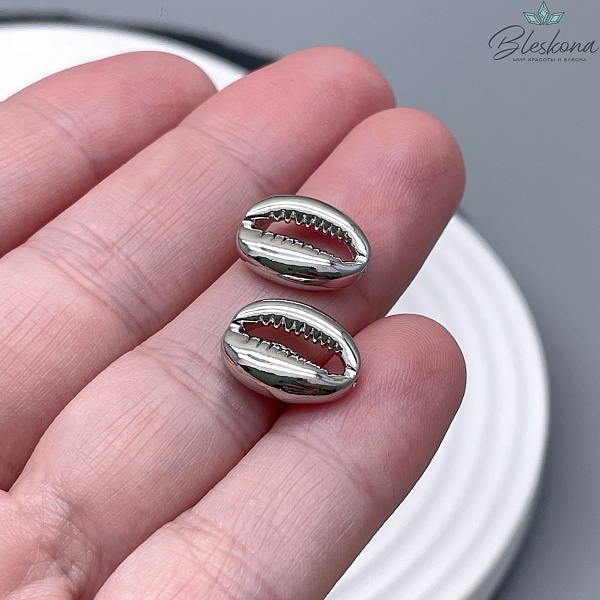 Коннектор Каури без петель Цвет серебро 13,5*10мм 