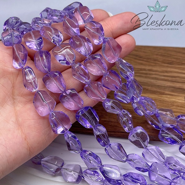 15*12 мм Бусины фриформ, цвет фиолетовый, стекло