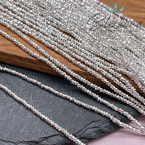 2*1 мм светлое серебро, Гематин имитация рондель алмазная огранка