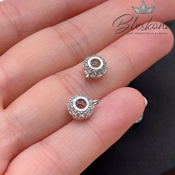 10*4,7 мм Цвет серебро, Бейл цирконы неразъемное кольцо 