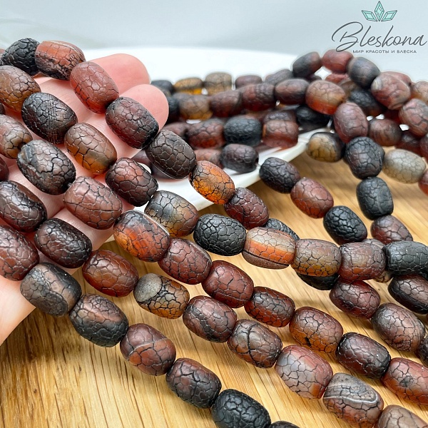 Сердолик черный бочата в термической обработке 13,5*10 мм