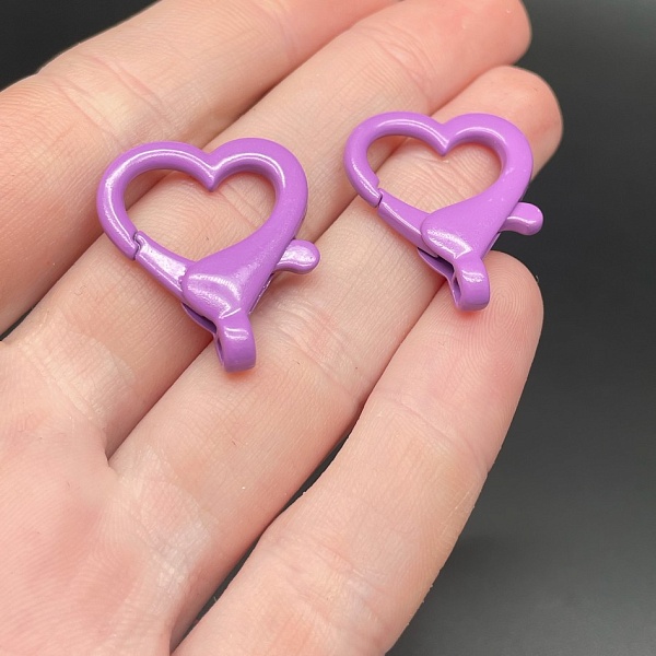 22*26мм , Замок крупный сердце фиолетовая  эмаль 