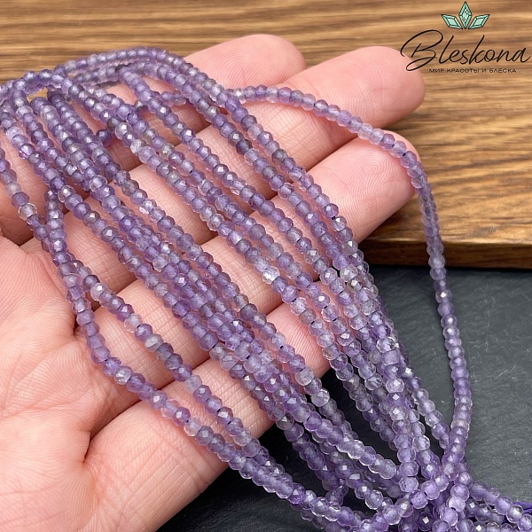 Аметист рондели микроогранка 2*3 мм