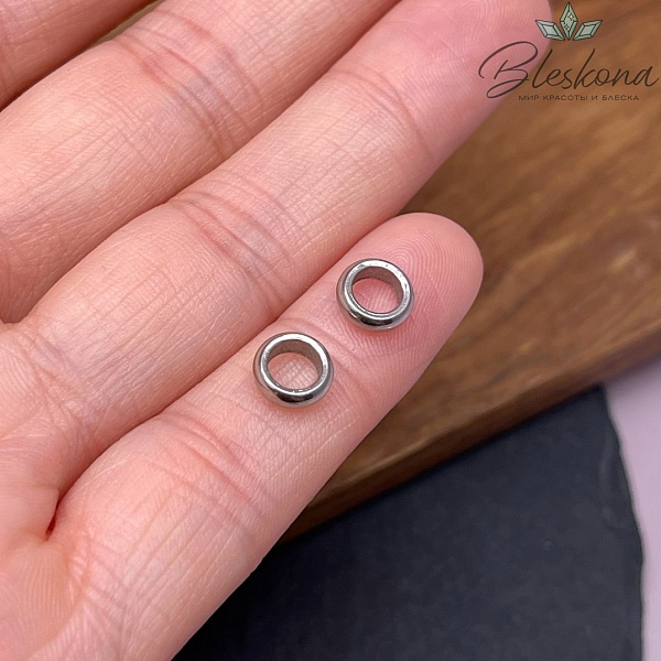 Бусина разделитель сталь, цвет серебро 7*2,5 мм 
