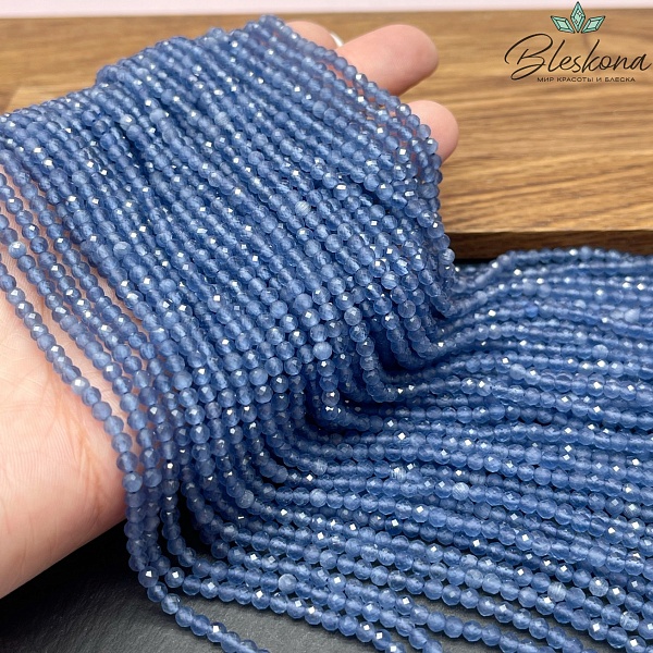 Кошачий глаз синий микроогранка (имитация) 3 мм