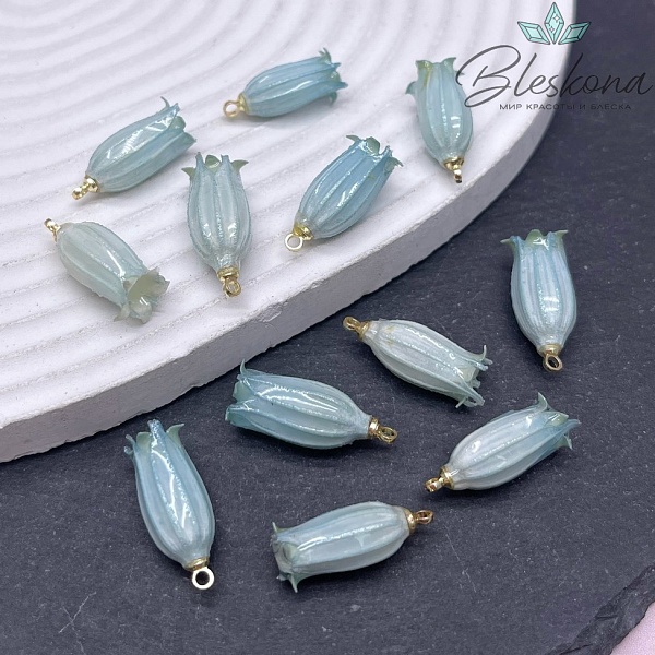 23-28 мм Подвеска Бутончик в эпоксидной смоле голубой