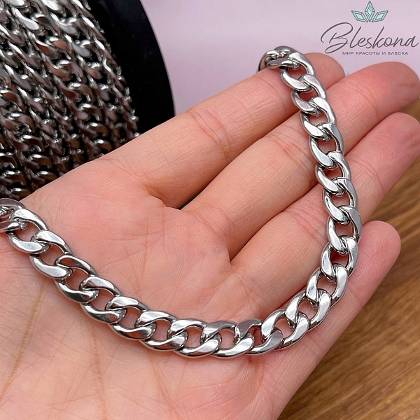 Цепь №С55 Цвет серебро 12*8,7 мм Сталь