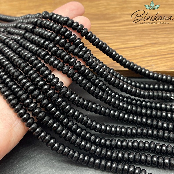 Агат черный рондель 6*3 мм