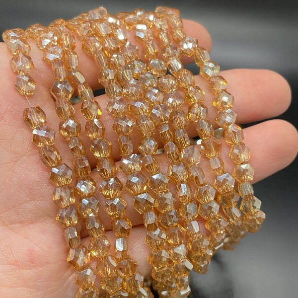 5*6 мм Стекло Lux, шестиугольник, цвет персиковый